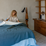 Light Blue Linen Waffle Blanket