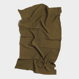 Olive Linen Waffle Blanket