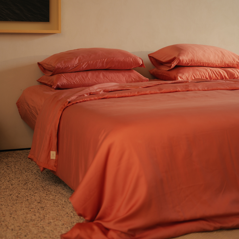 Peach Eucalyptus Duvet Cover Set (3 pcs)