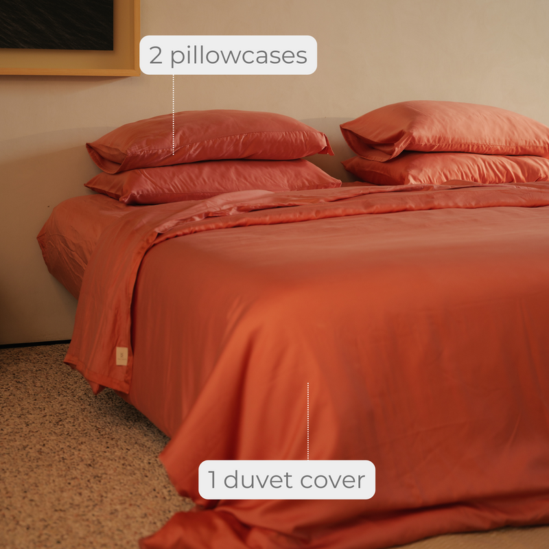 Peach Eucalyptus Duvet Cover Set (3 pcs)