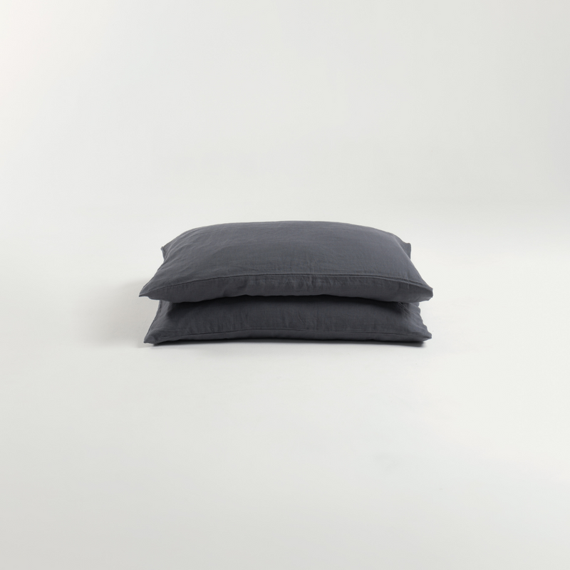 Charcoal Linen Pillowcases Set (2 pcs)