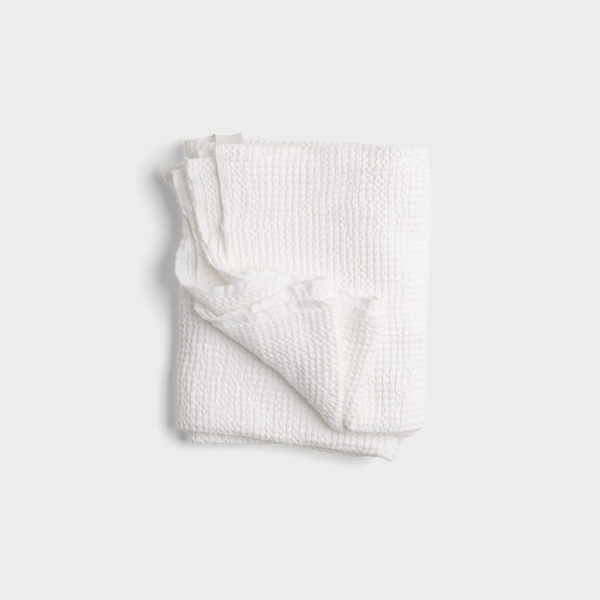 White Linen Waffle Bath Towel