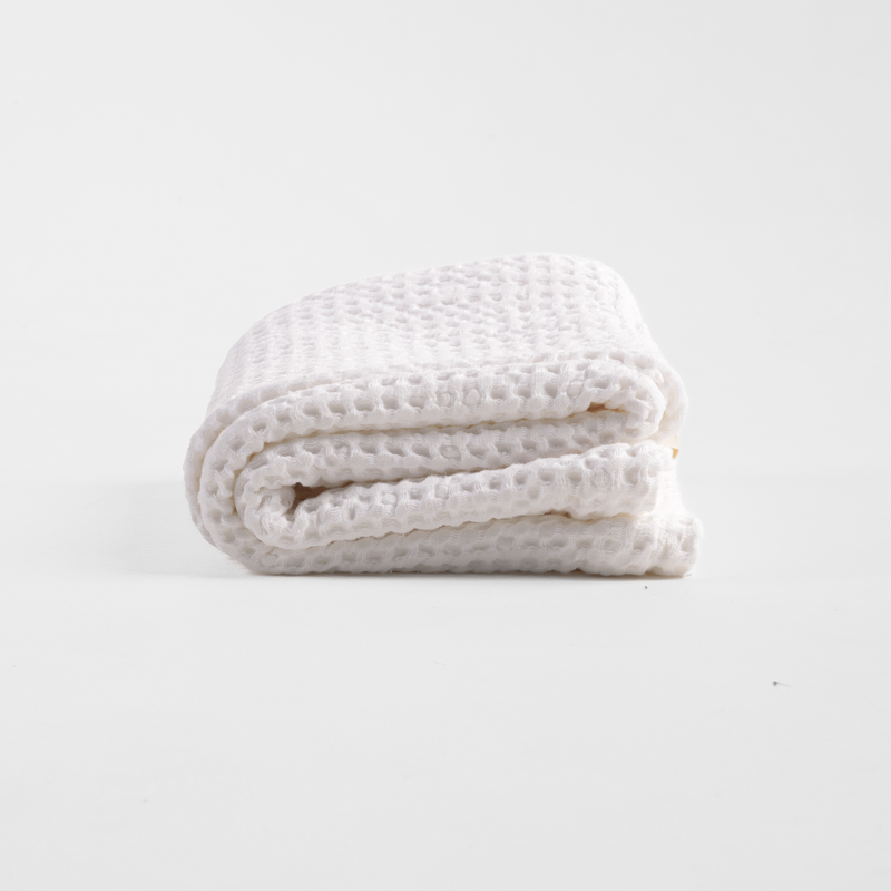 White Linen Waffle Blanket