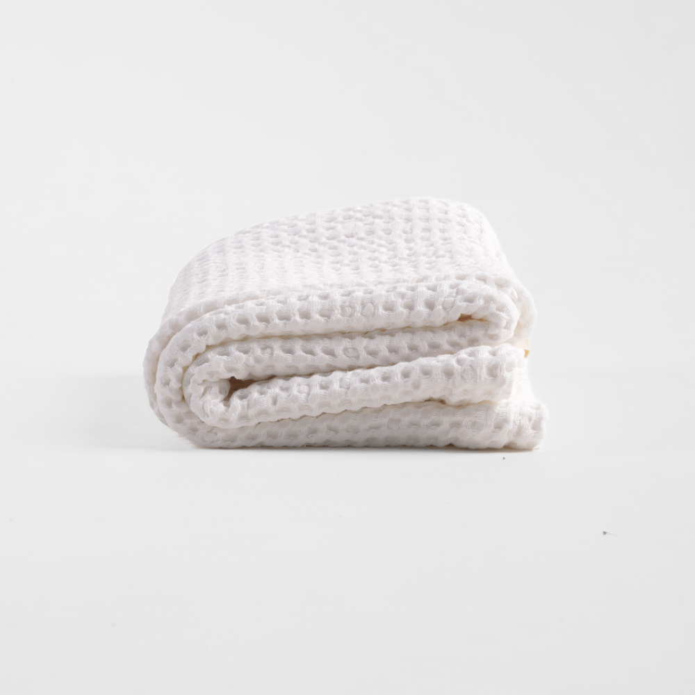 White Linen Waffle Bath Towel