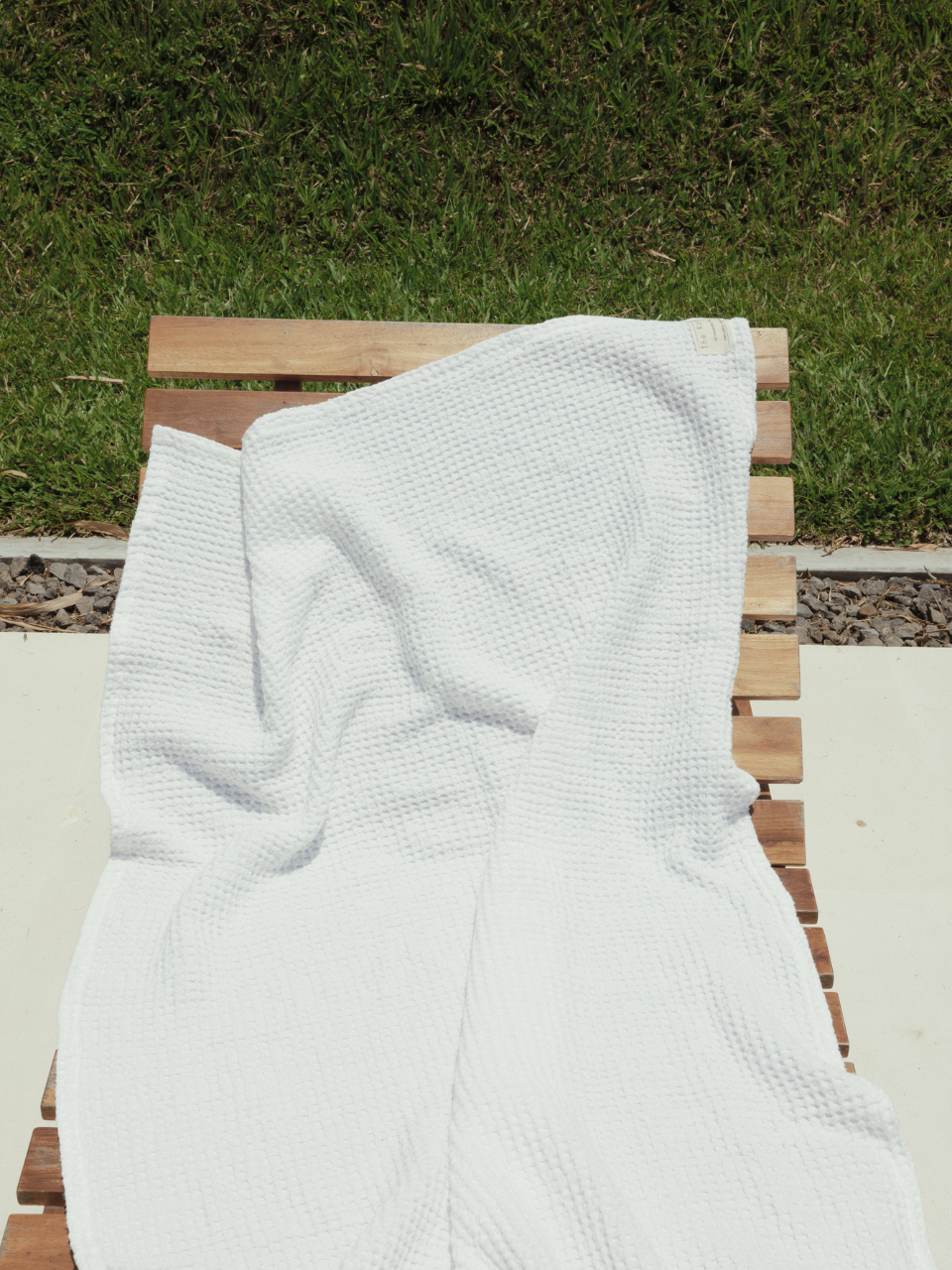 White Linen Waffle Bath Towel
