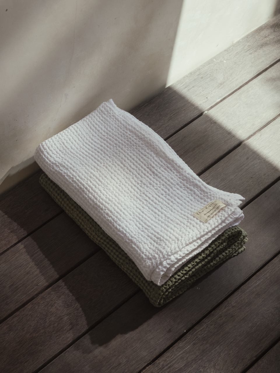 White Linen Waffle Bath Towel