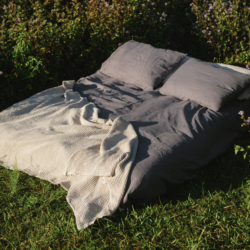 White Linen Waffle Blanket