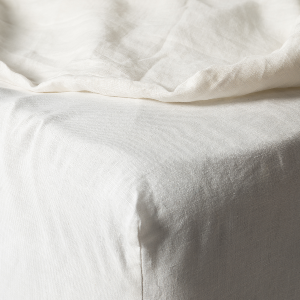 White Linen Fitted Sheet Set (3 pcs)