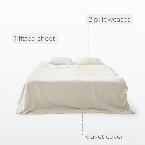 White Linen Bedding Set (4 pcs)