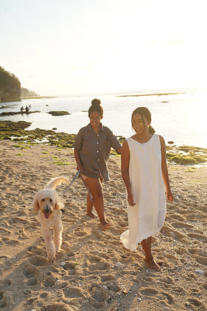 White - Linen Slip Dress