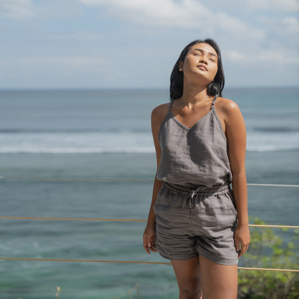 Charcoal Linen Shorts