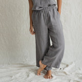 Charcoal Stonewashed Linen Long Pants