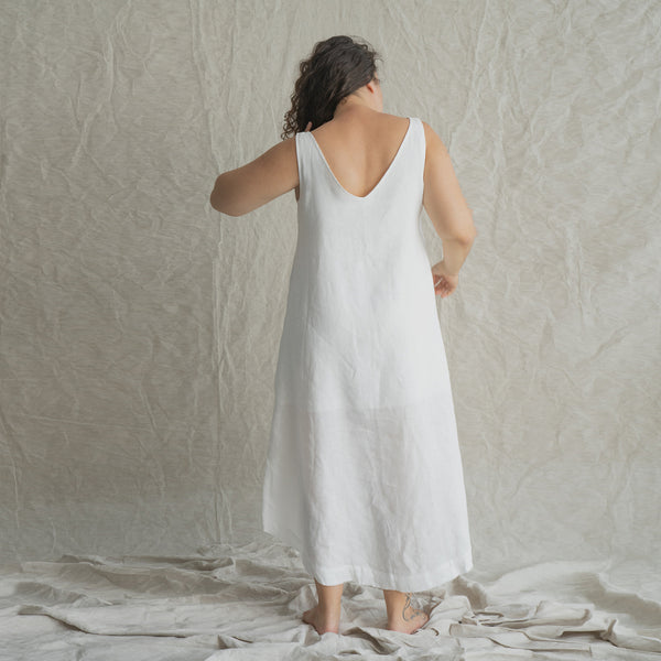 White - Linen Slip Dress