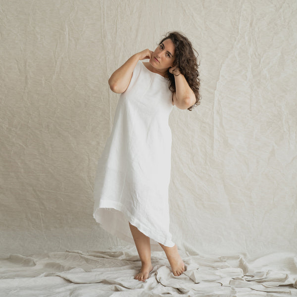 White - Linen Slip Dress