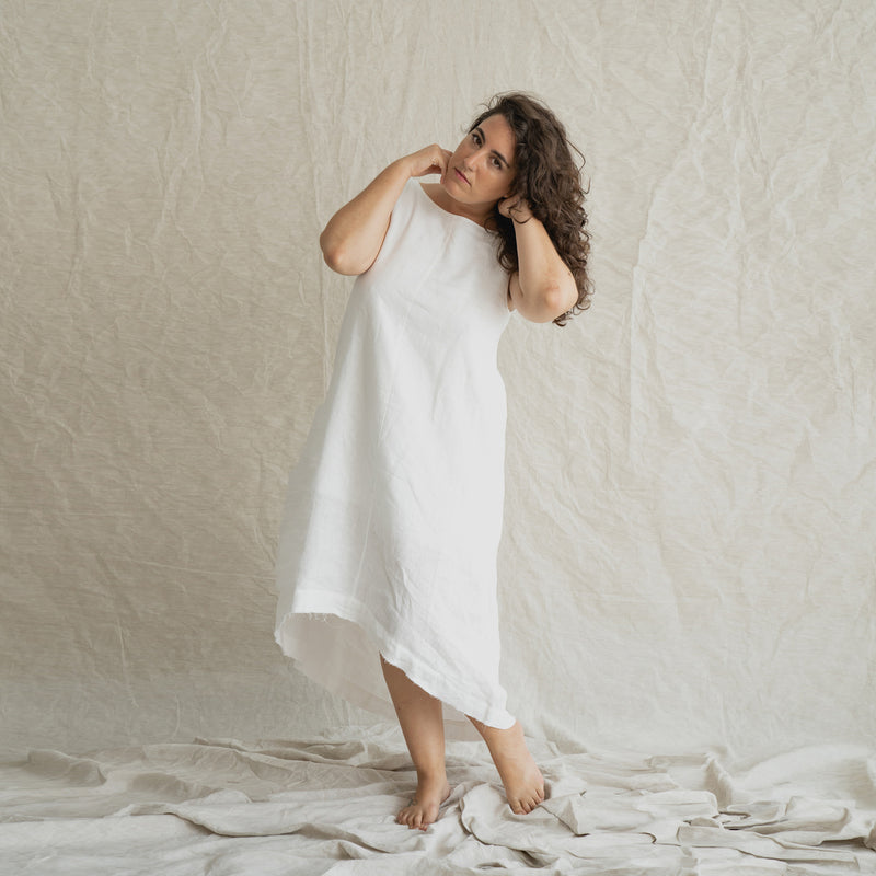 White - Linen Slip Dress