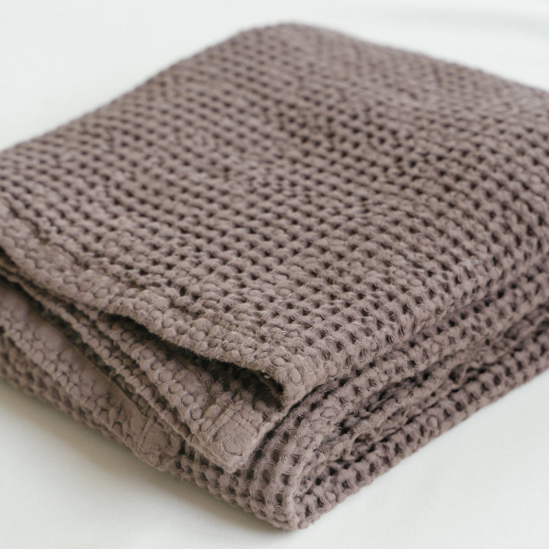Taupe Linen Waffle Blanket